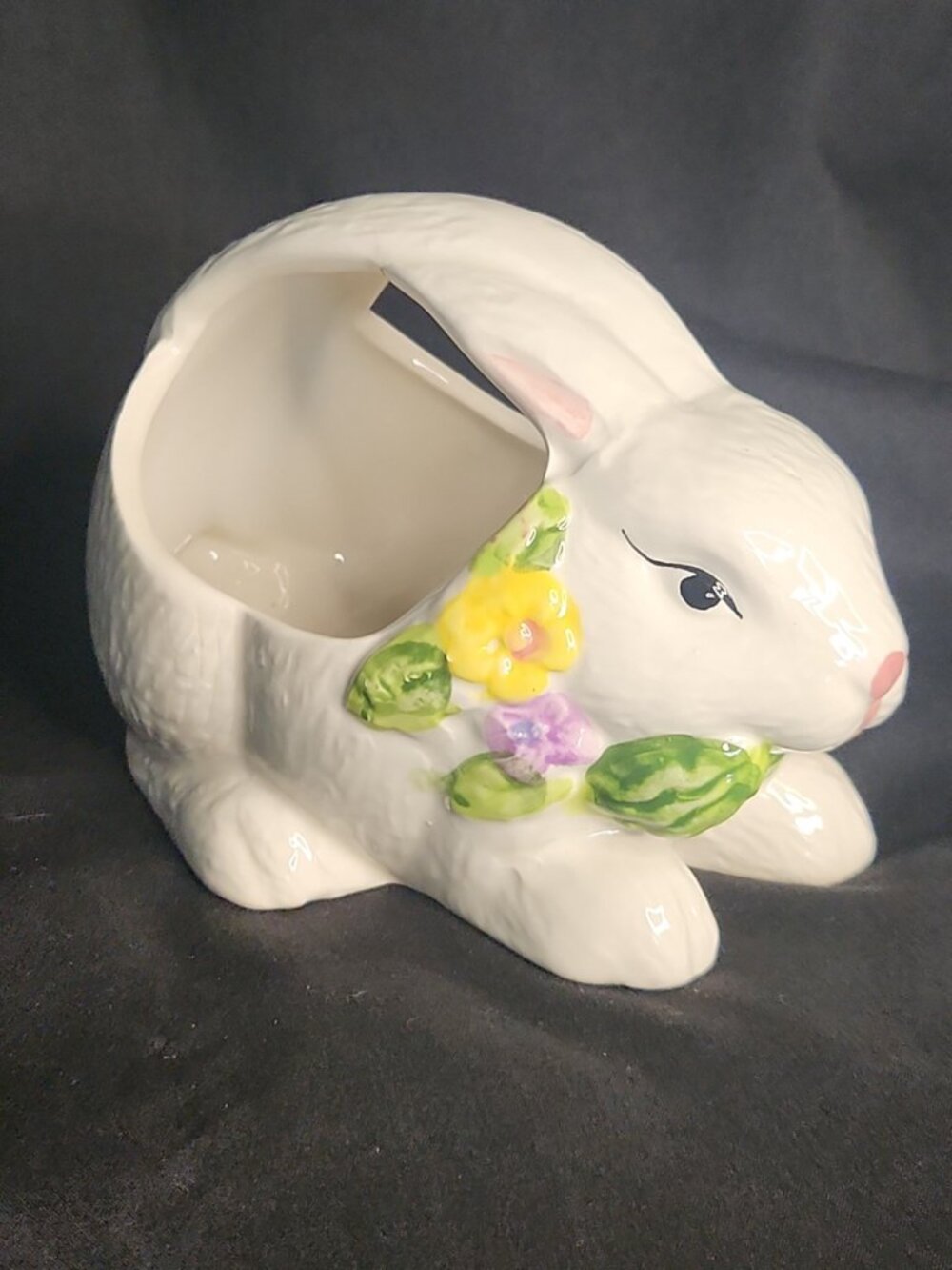 Vintage Ceramic Rabbit Planter or Basket from K's Collection Easter Spring